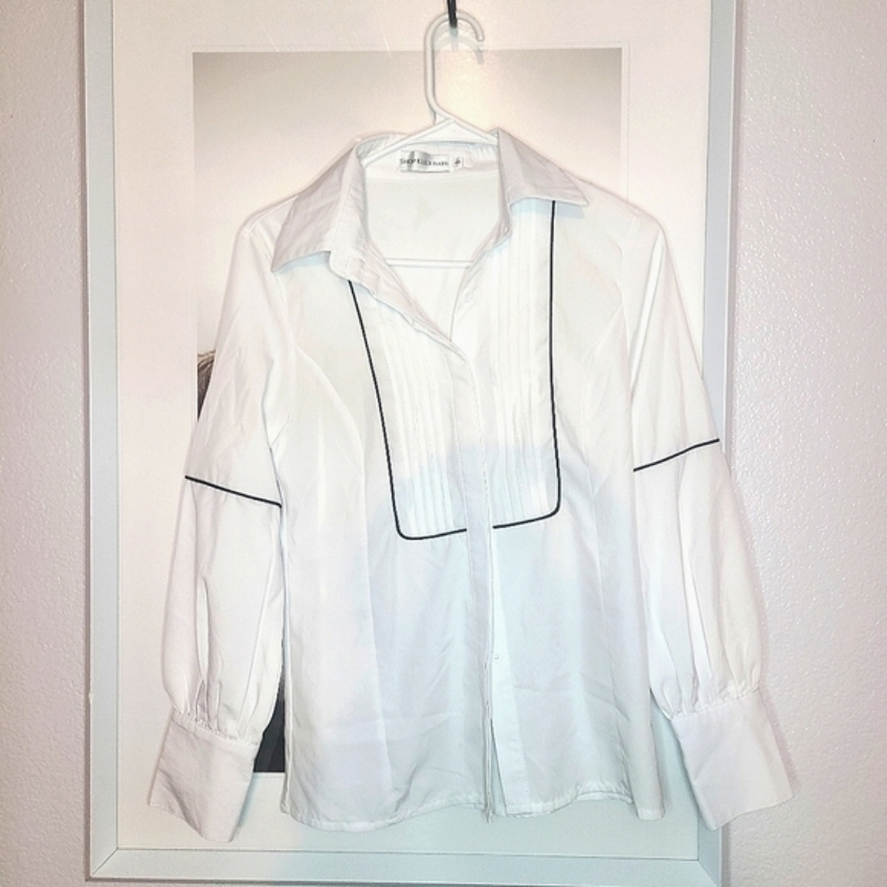 White Button Up Collared Blouse - Small